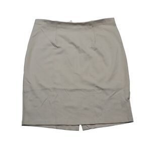 Sky Plus Skirt Womens 1X Beige Plain Flat Front Back Slit Pull On Pencil Cut